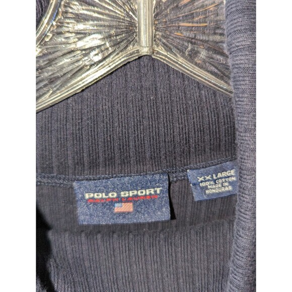 Y2K Polo Sport Ralph Lauren Ribbed Turtleneck Navy Blue Men's Size XXL / 2XL - Picture 3 of 9